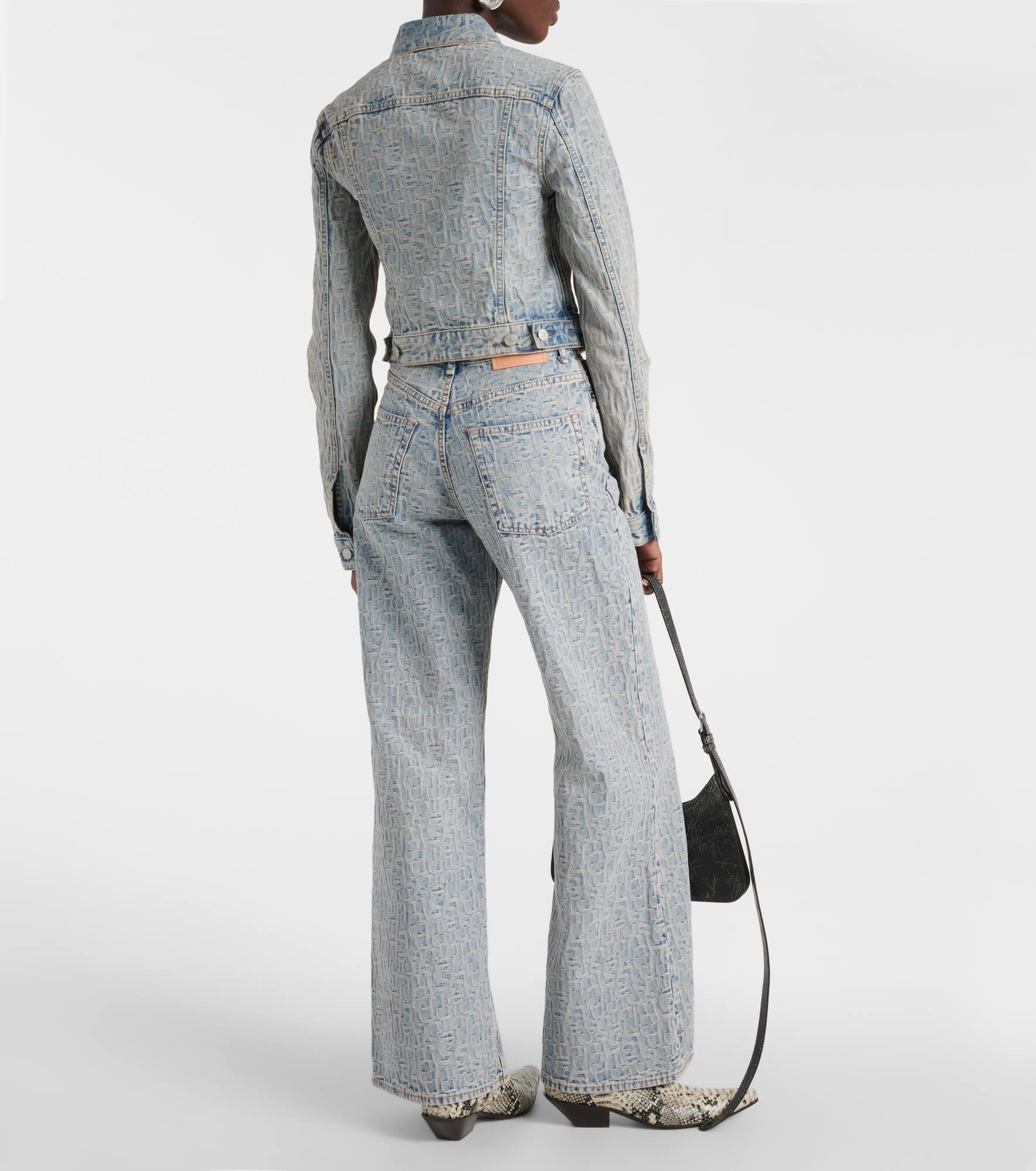 Cropped jacquard denim jacket - 3