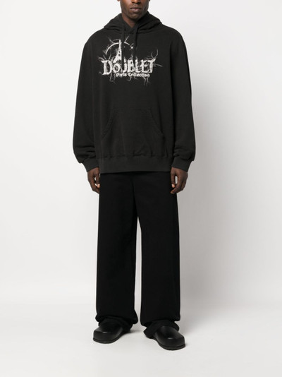 doublet logo-print cotton hoodie outlook