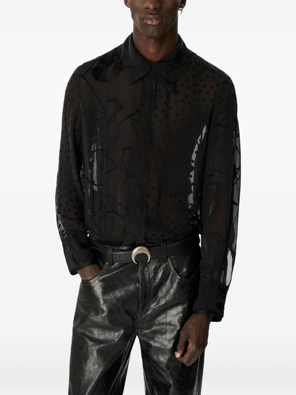floral-appliqué silk-blend shirt - 4