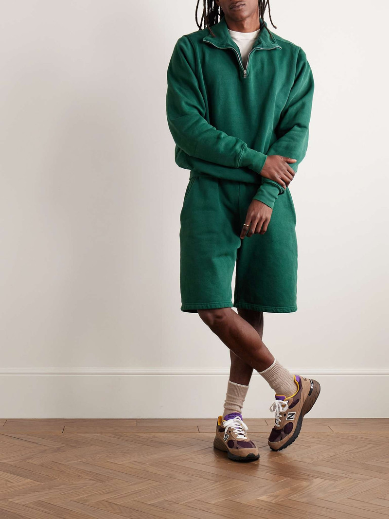LES TIEN Yacht Garment-Dyed Cotton-Jersey Half-Zip Sweatshirt outlook