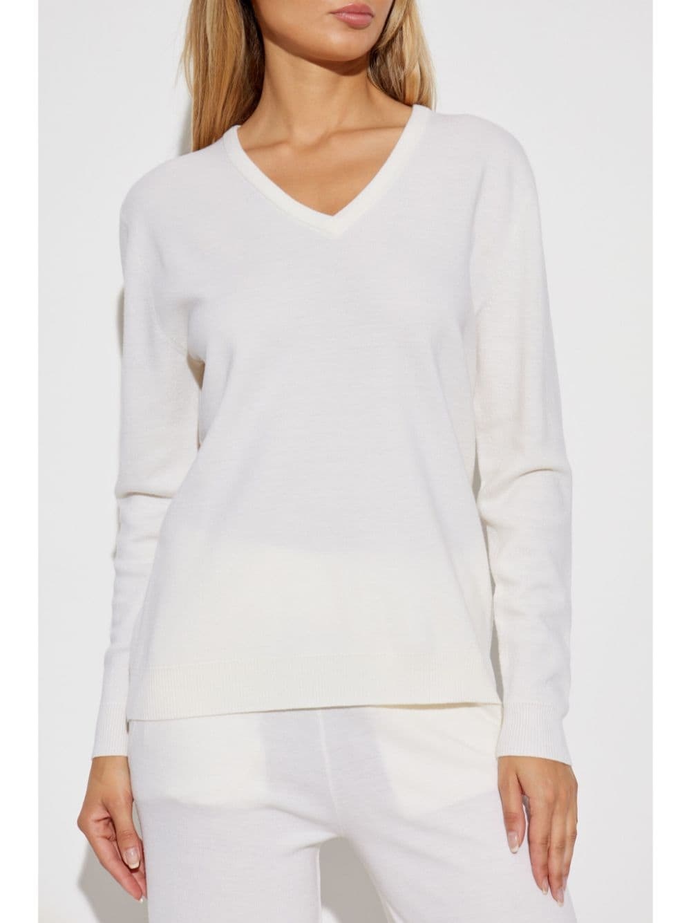 v-neck wool knit top - 3