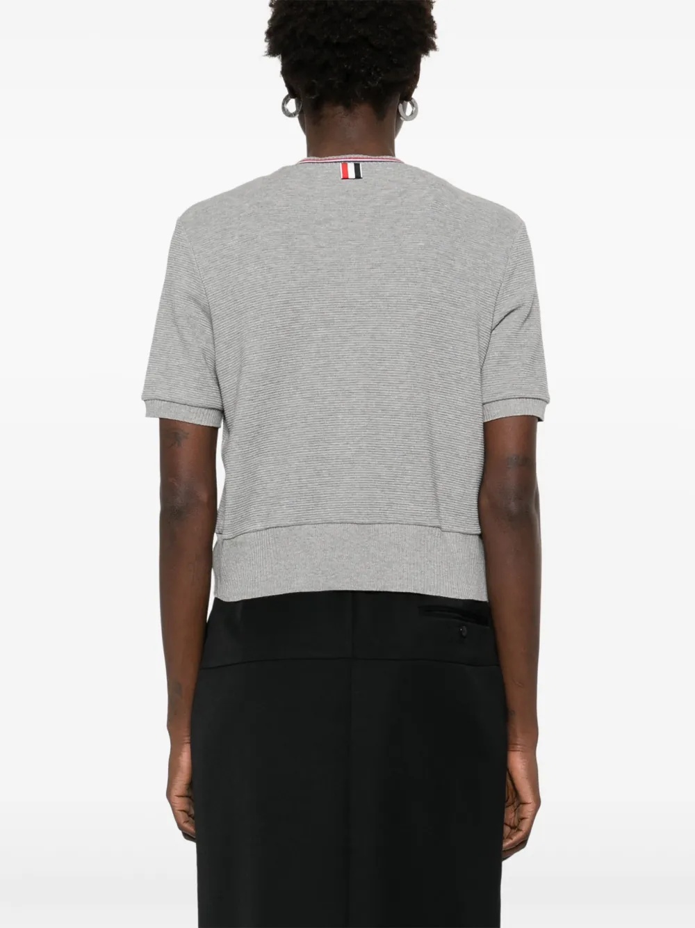 THOM BROWNE - Women Short Sleeve Crew Neck Cardigan - 3
