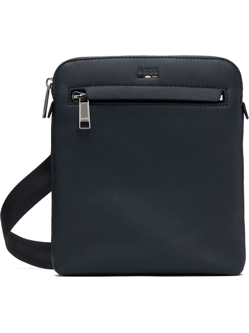 Navy Pebble-Grained Faux-Leather Bag - 1