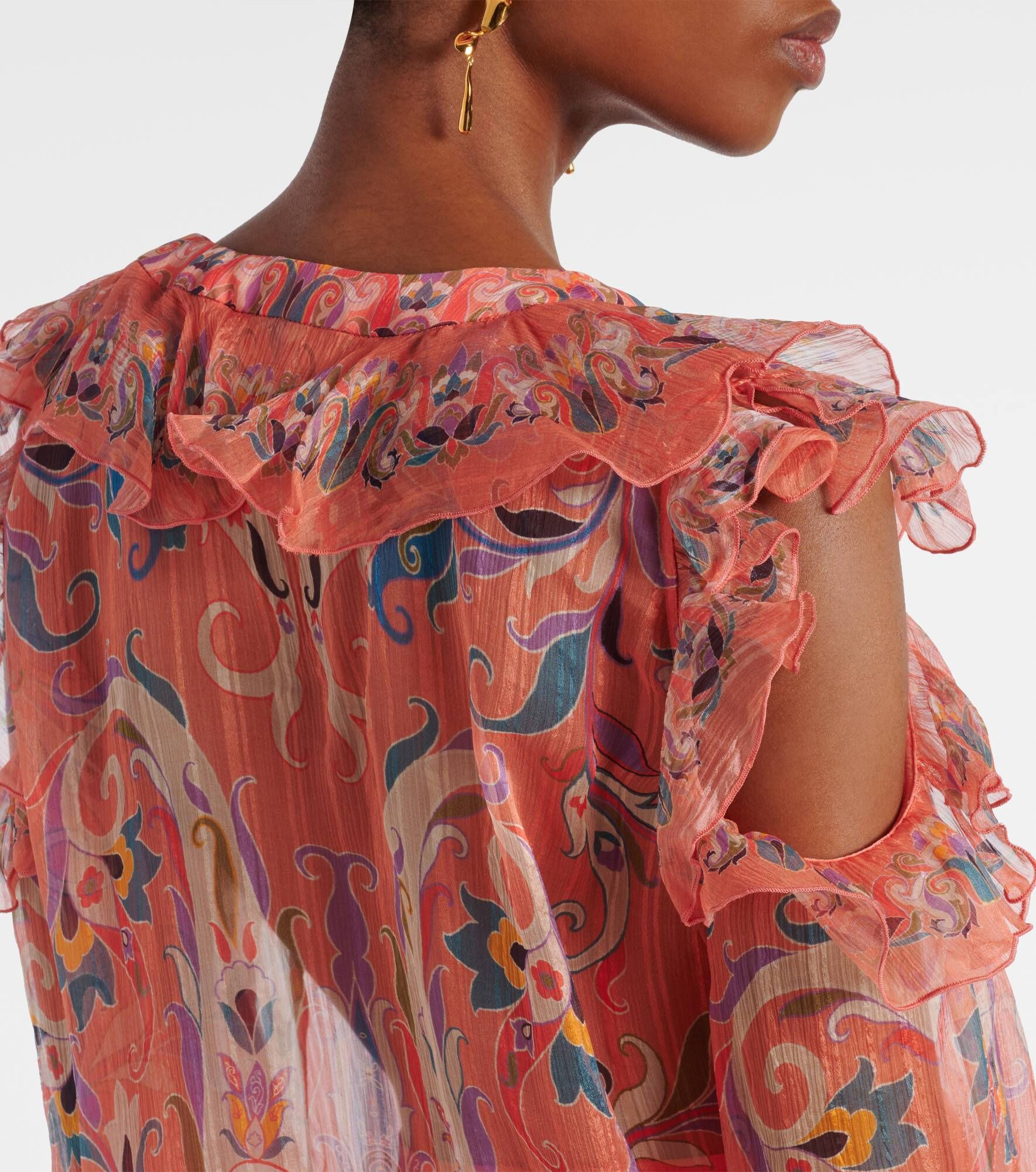 Printed ruffled silk blouse - 6