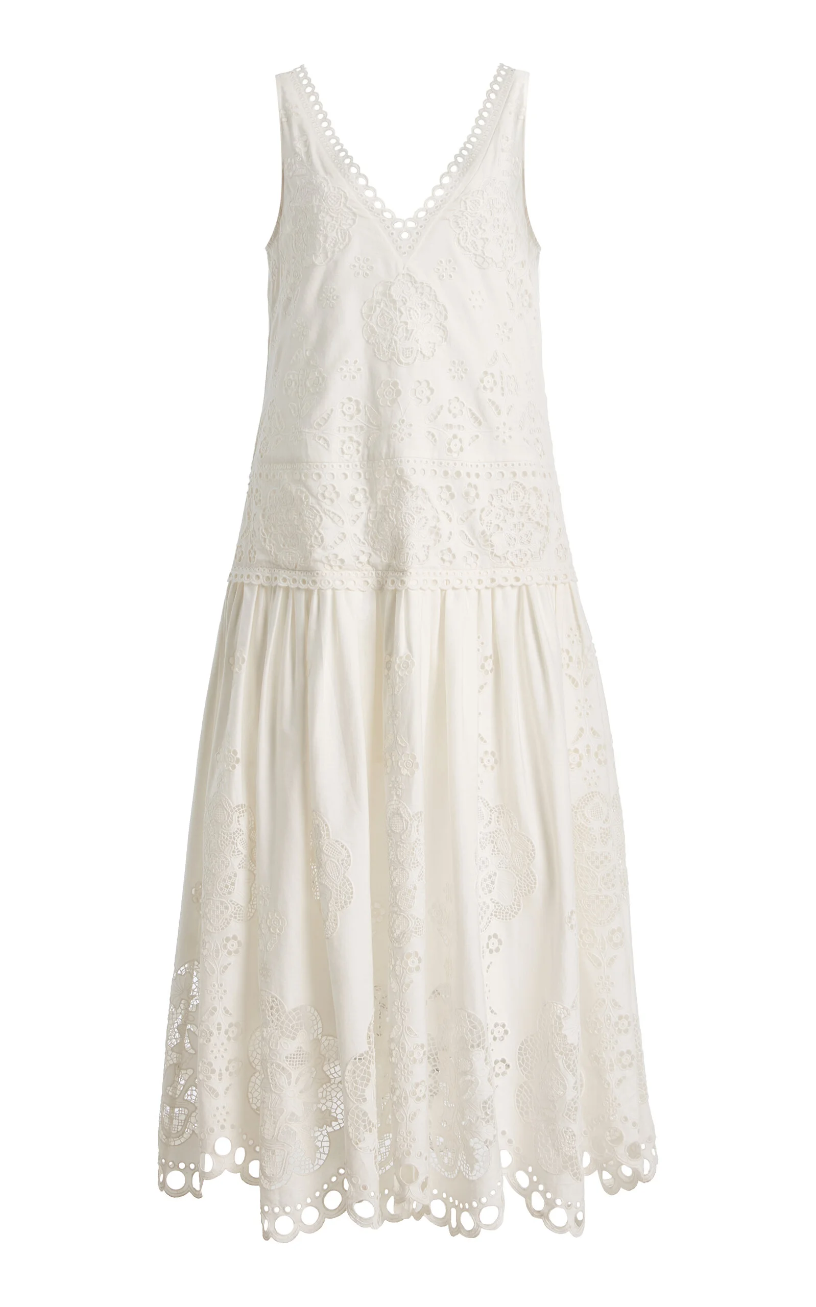 Gardener Embroidered Cotton Maxi Dress white - 1