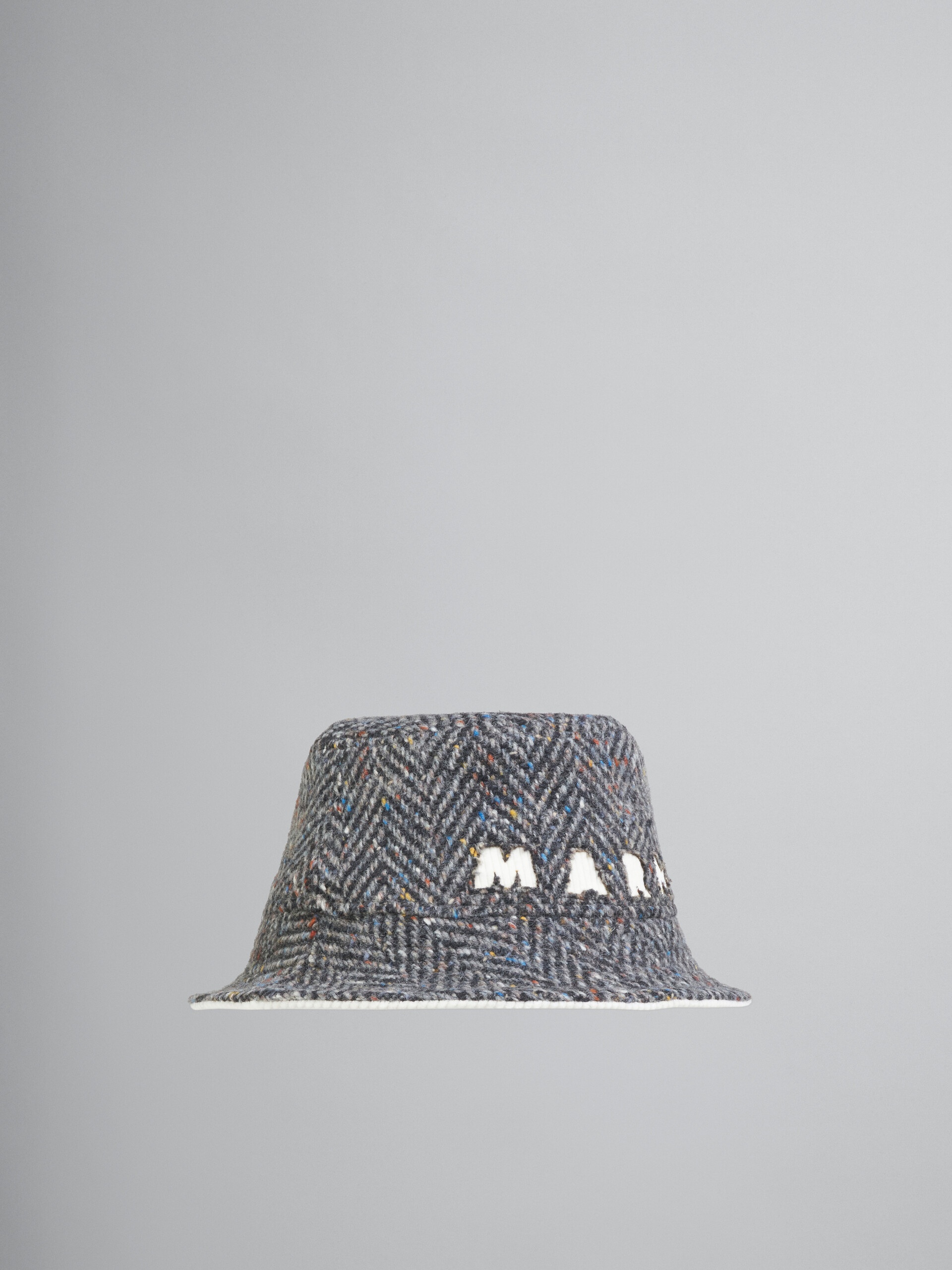 GREY CHEVRON WOOL BUCKET HAT - 1