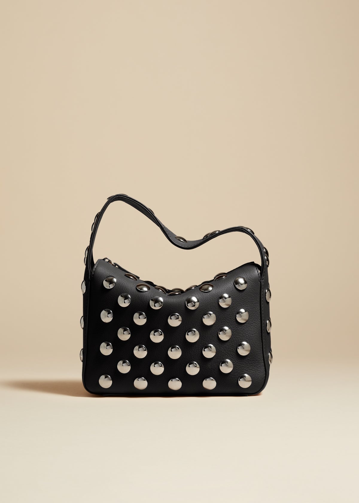 The Small Elena Bag in Black Leather with Studs - 1