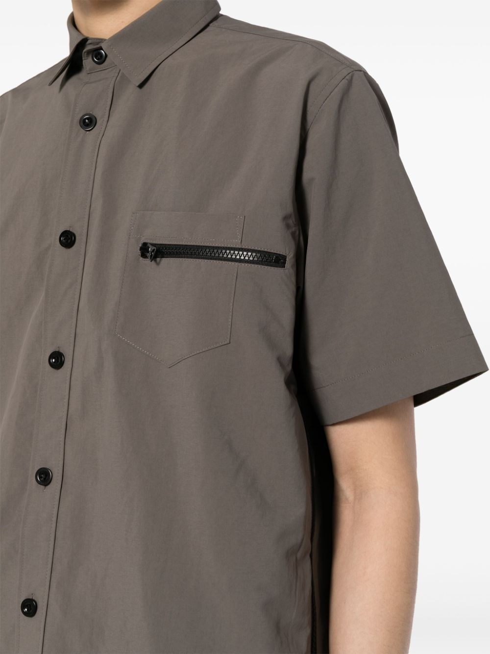 zip-pocket spread-collar shirt - 5