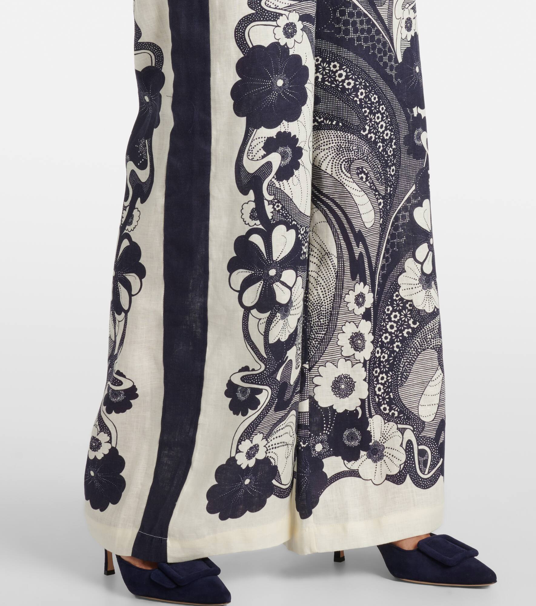 Mickey floral linen wide-leg pants - 5