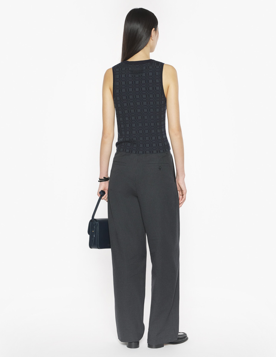 MERINO WOOL RIB CHECK TOP - 5