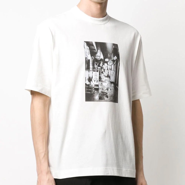 Men's Y-3 SS20 Photo Printing Round Neck Short Sleeve White FT1373 - 2