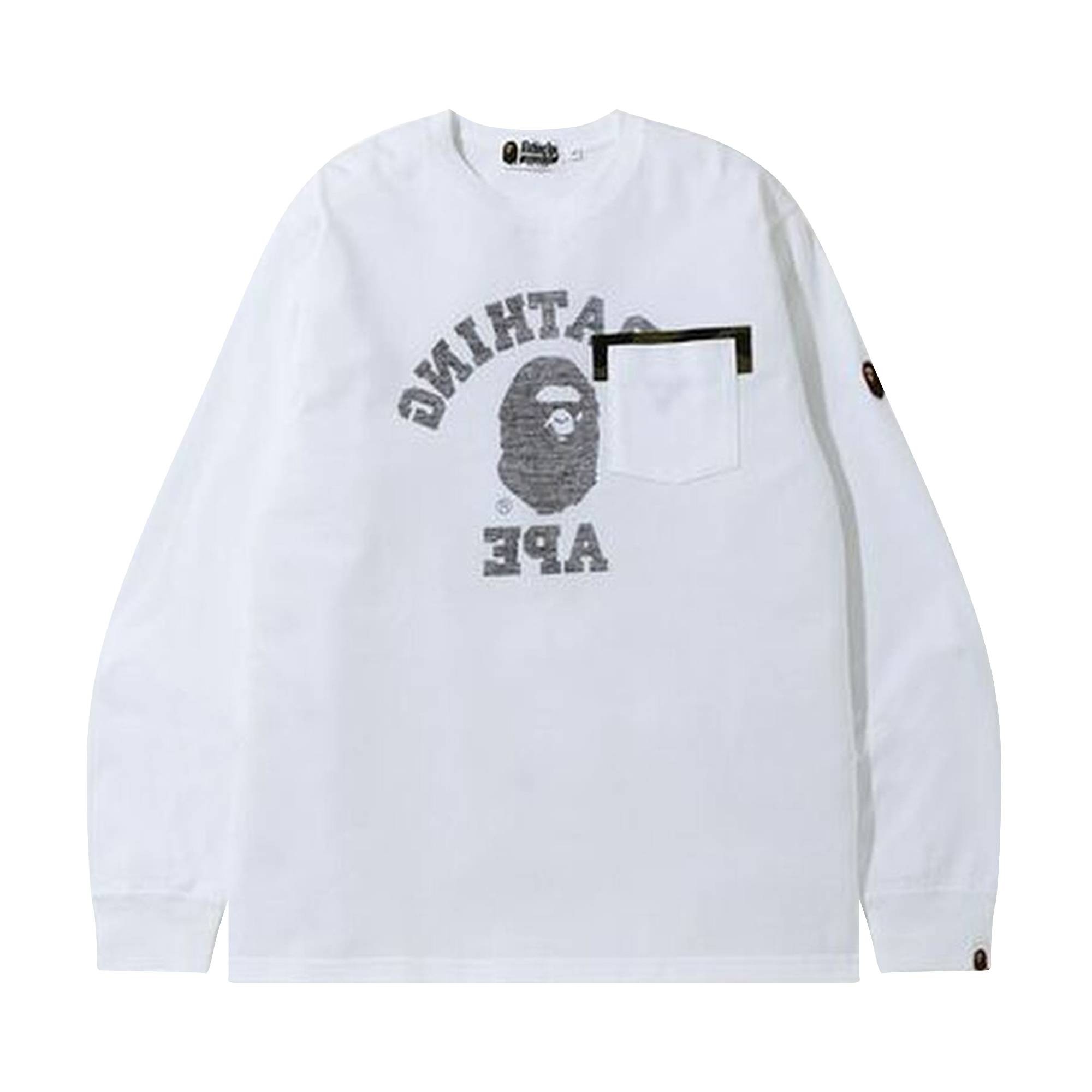 BAPE Reverse College Long-Sleeve Tee 'White' - 1