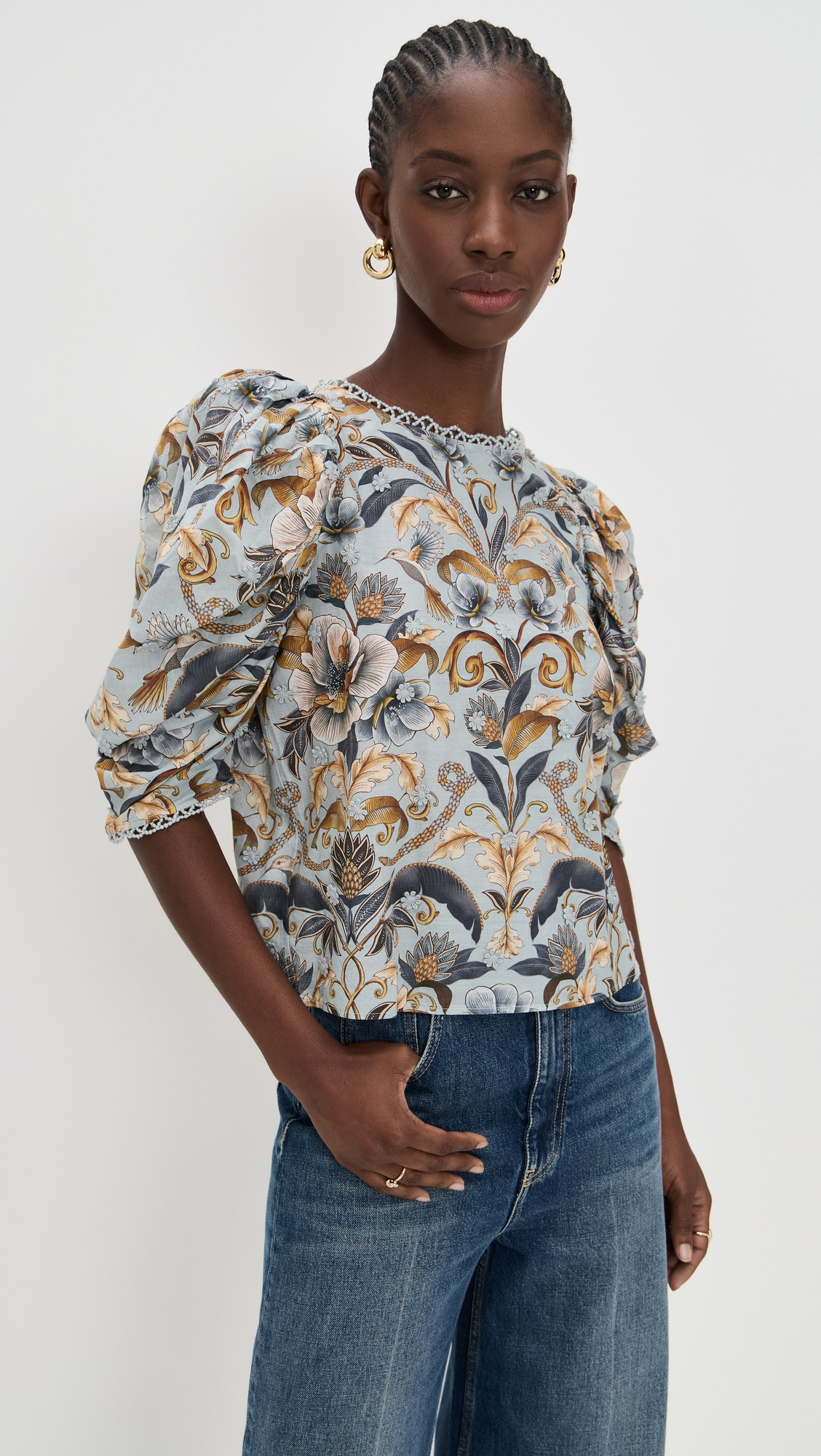 Snake Garden Blue 3D Blouse - 6