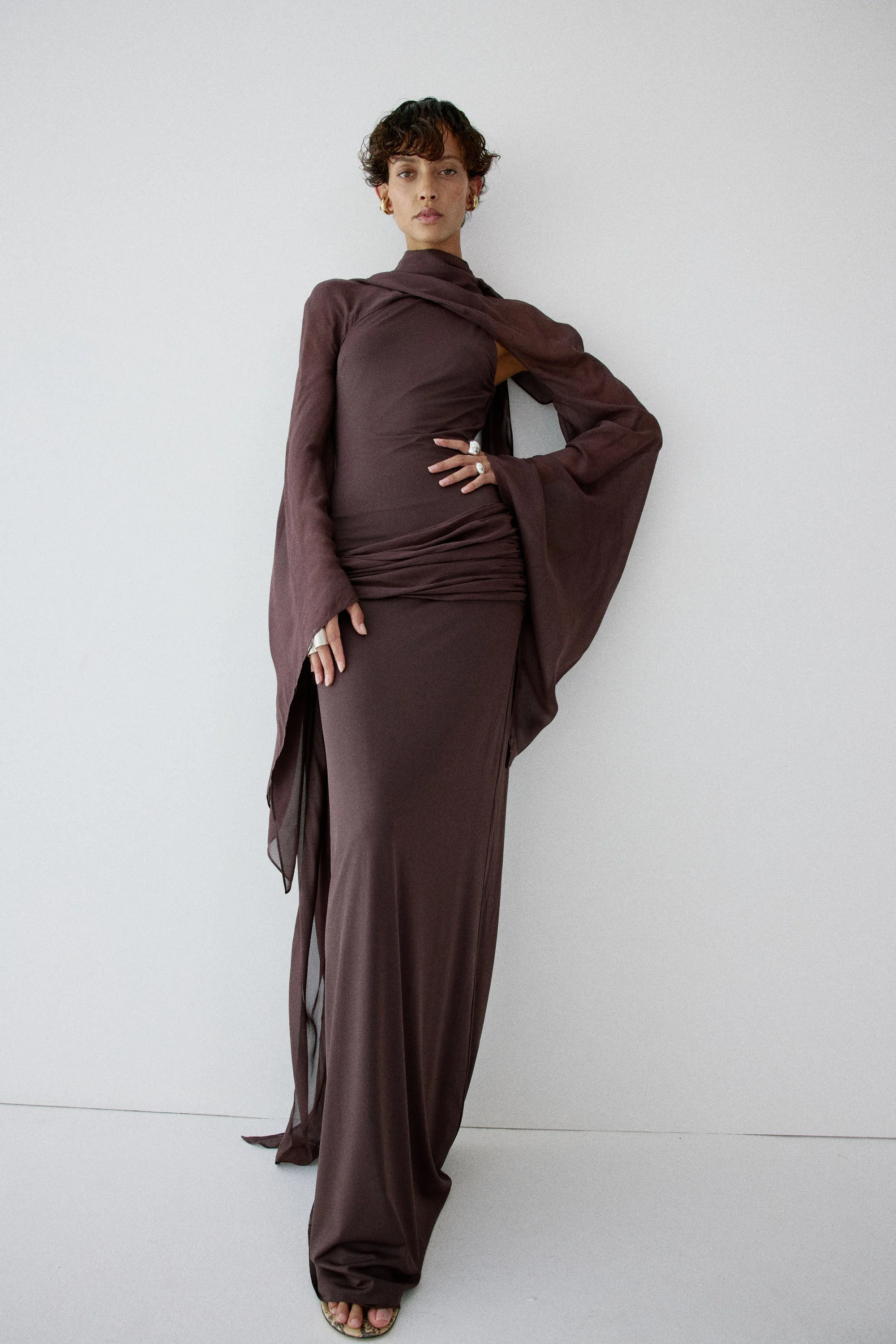 SABELA MAXI DRESS IN UMBER BROWN - 1