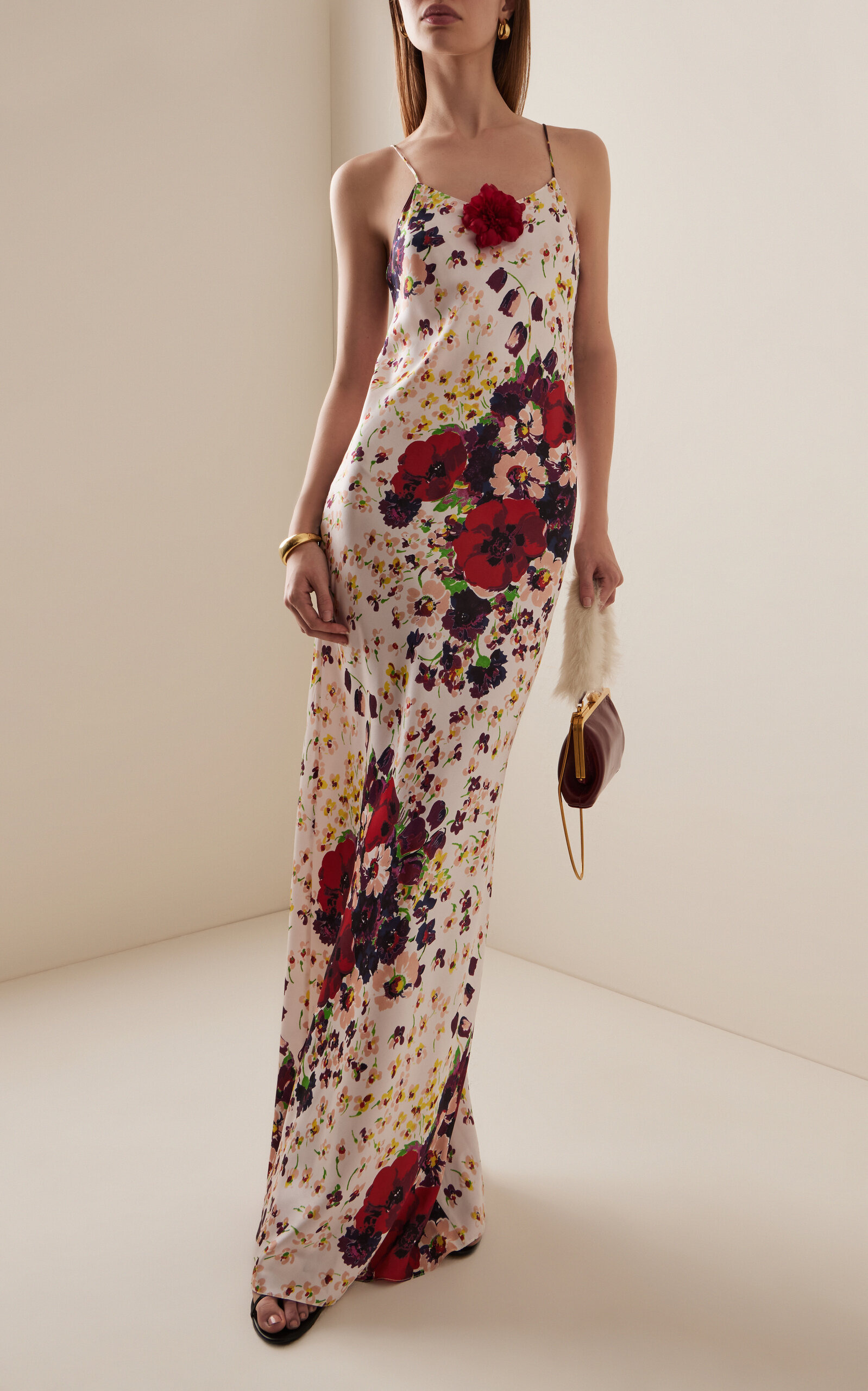 Exclusive Riviera Lace-Detailed Floral Silk Dress floral - 3
