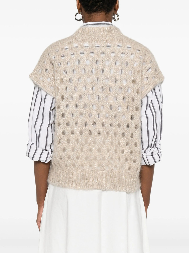 Brunello Cucinelli V-neck Open-knit Vest 4