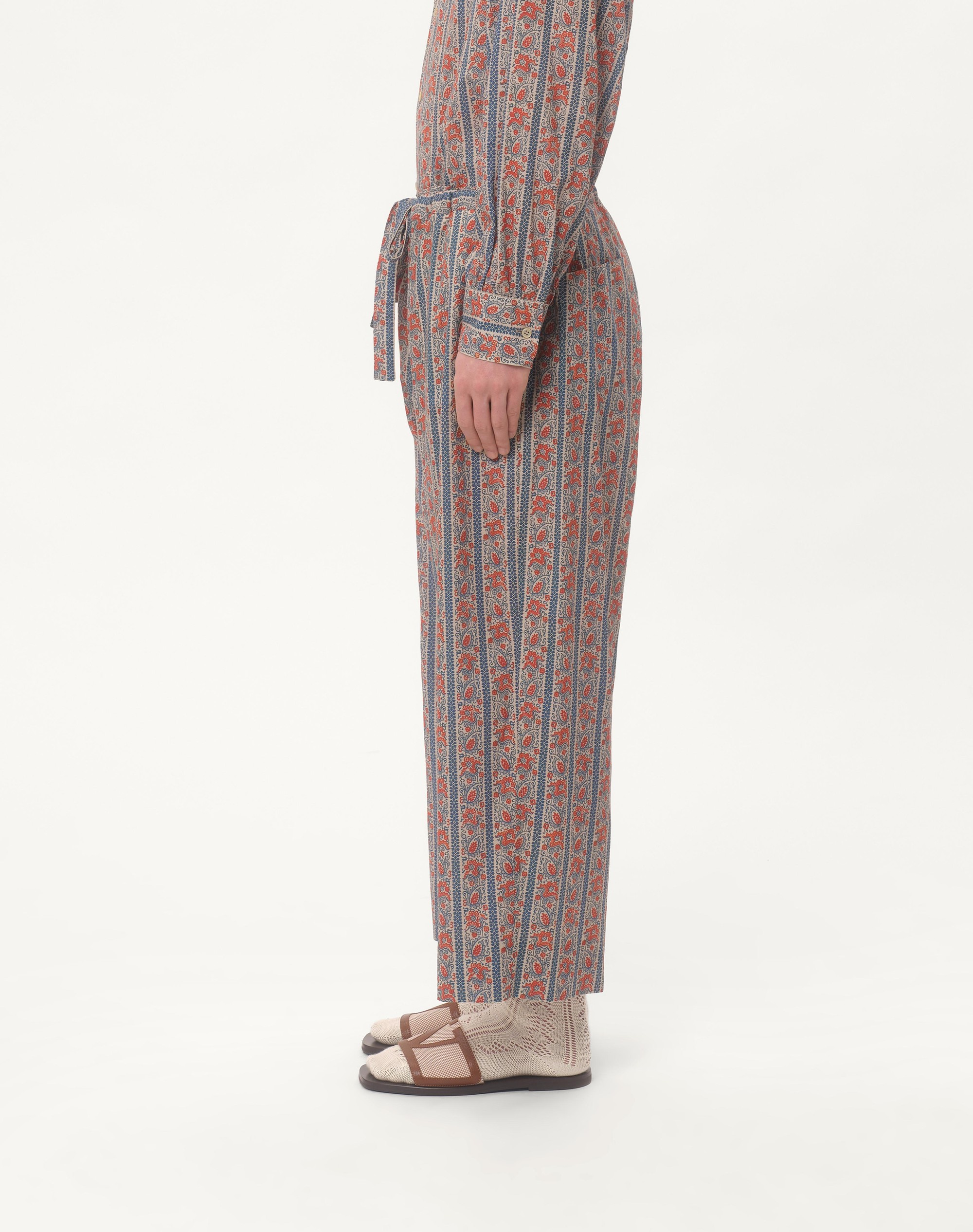 COTTON MUSLIN PAJAMA PANTS WITH VOYAGE IMAGINAIRE PRINT - 5