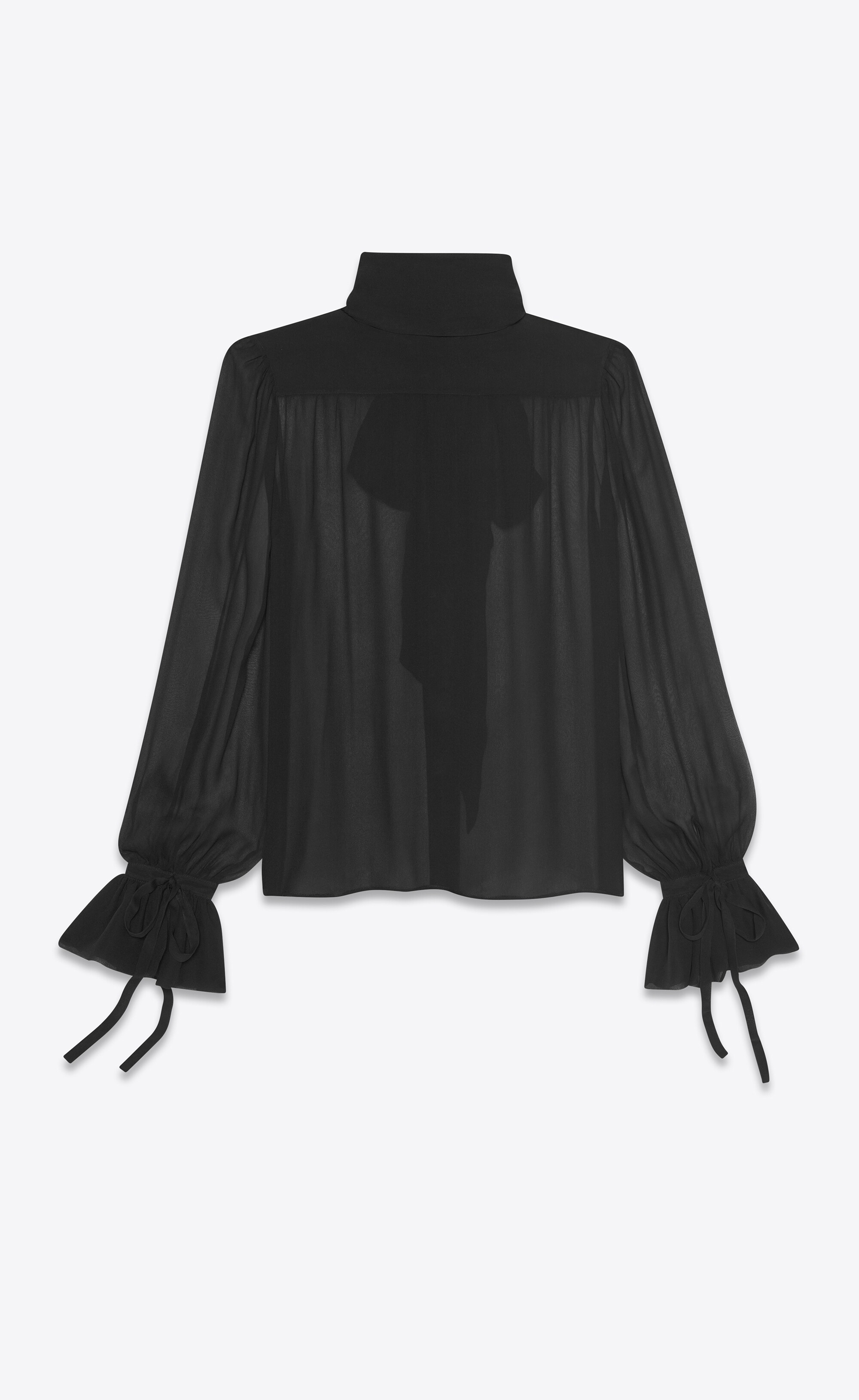 lavallière-neck blouse in silk crepe muslin - 3