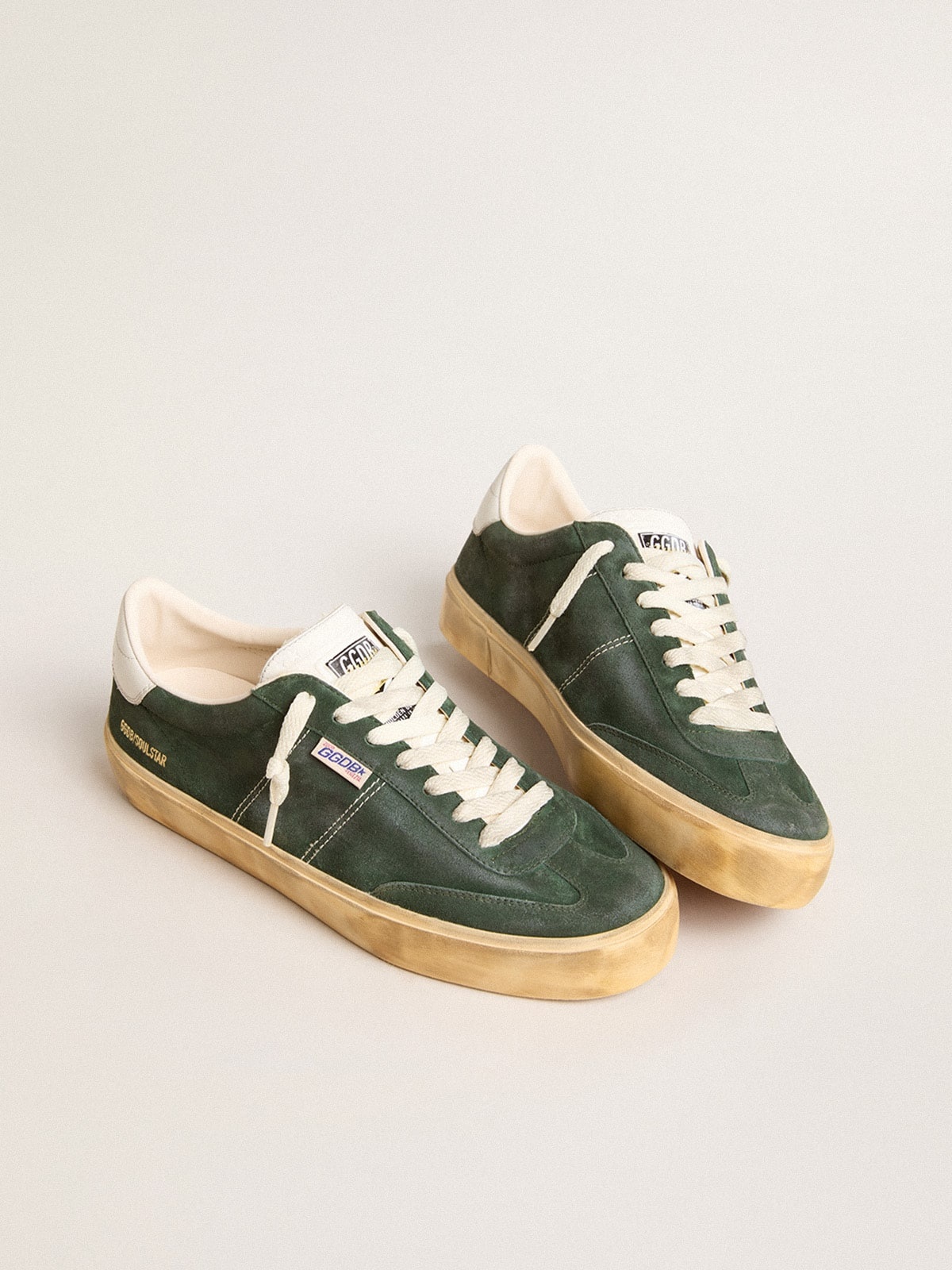 Soul Star in green suede with milk-white leather heel tab - 2
