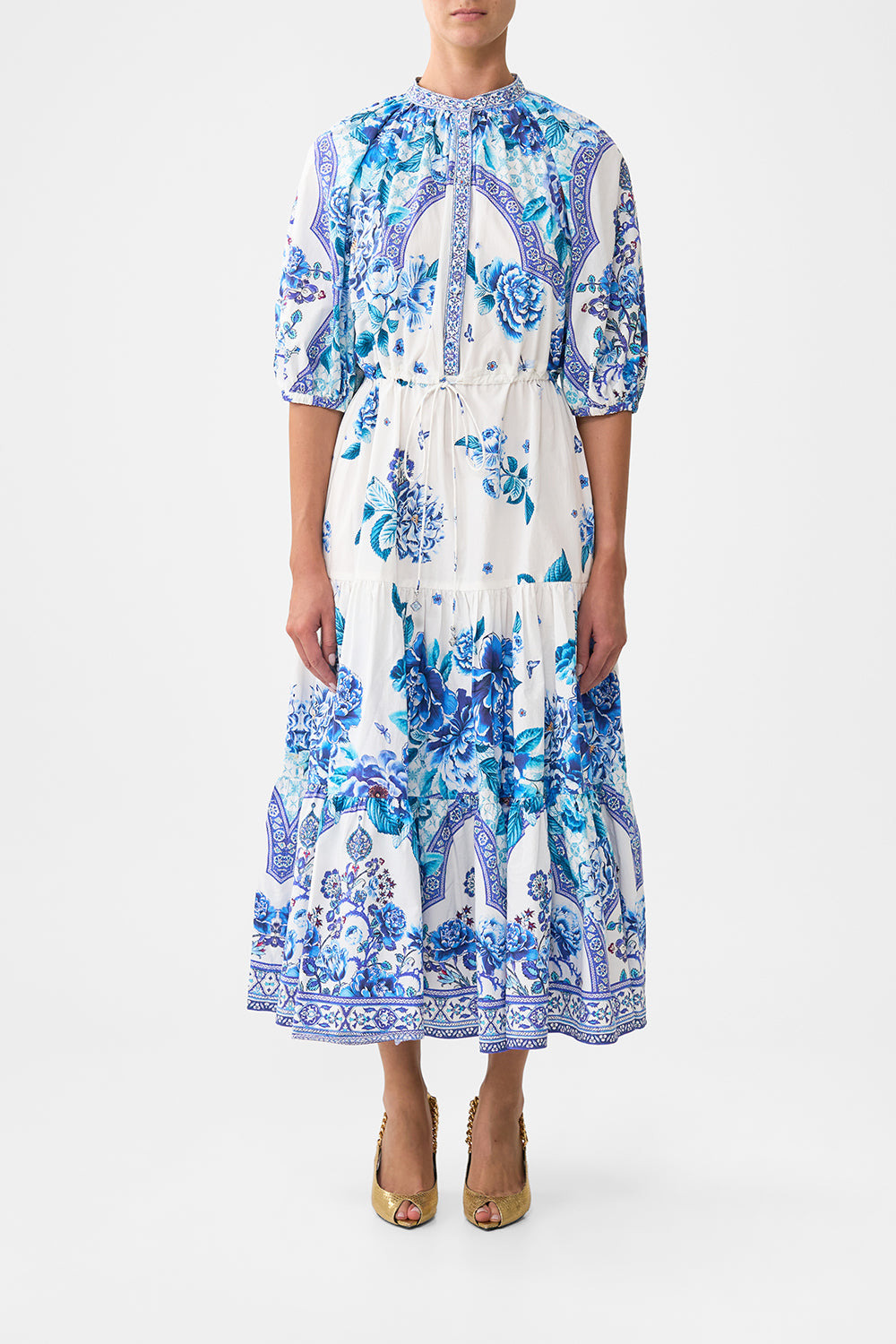PUFF SLEEVE MIDI SHIRT DRESS - 2