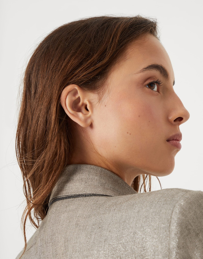 Sparkling linen twill blazer with monili 3