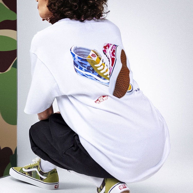 Vans X BAPE Sk8-Hi T-Shirt 'White' VN0A7XQ9448 - 5