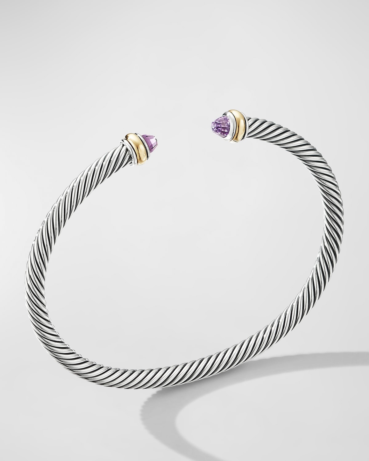 Cable Bracelet with Gemstone in Silver with 18K Gold, 4mm - 3