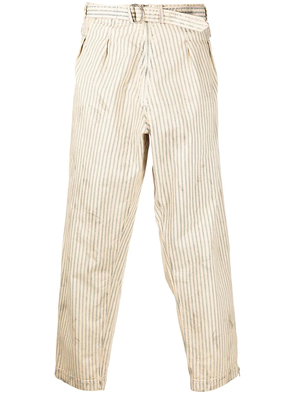 distressed pinstripe trousers - 1