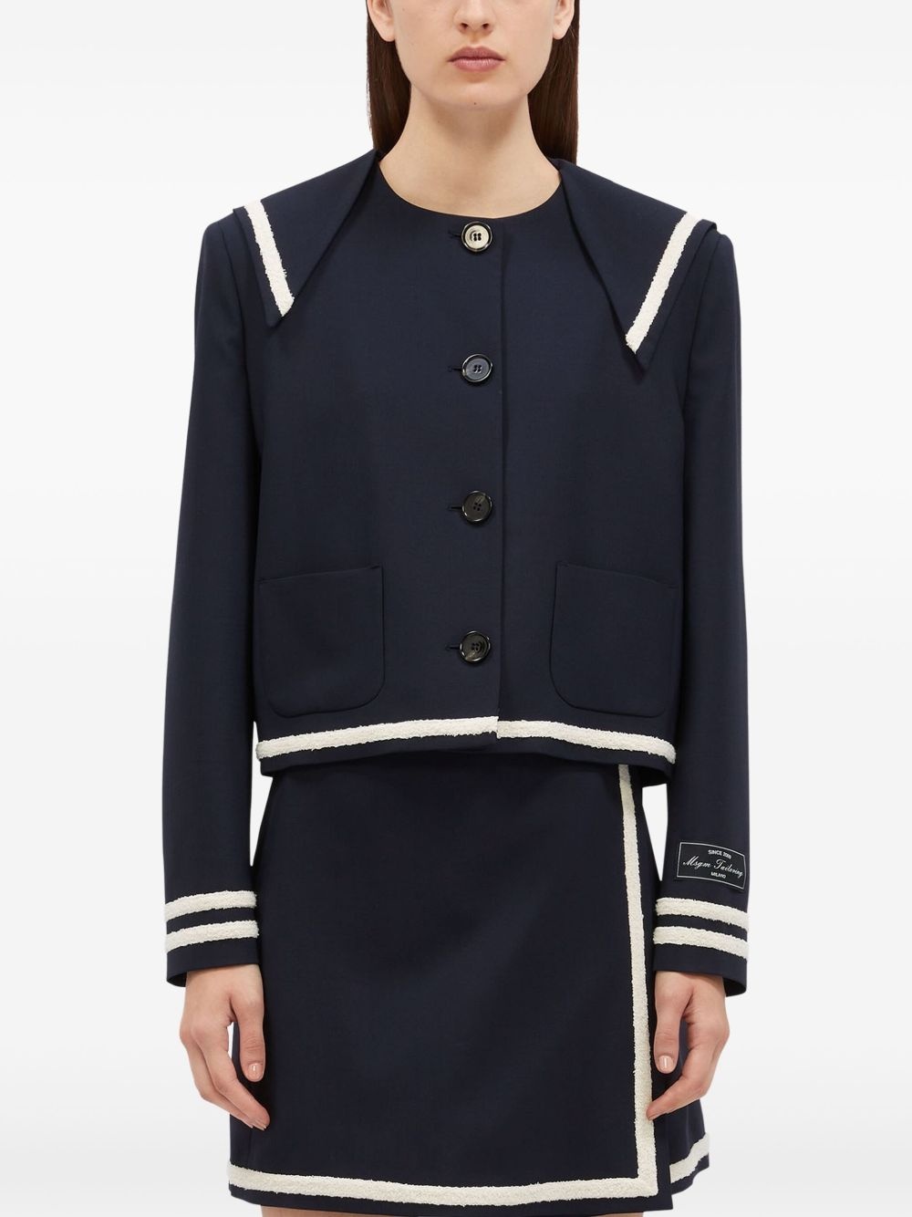 contrasting-trim jacket - 3