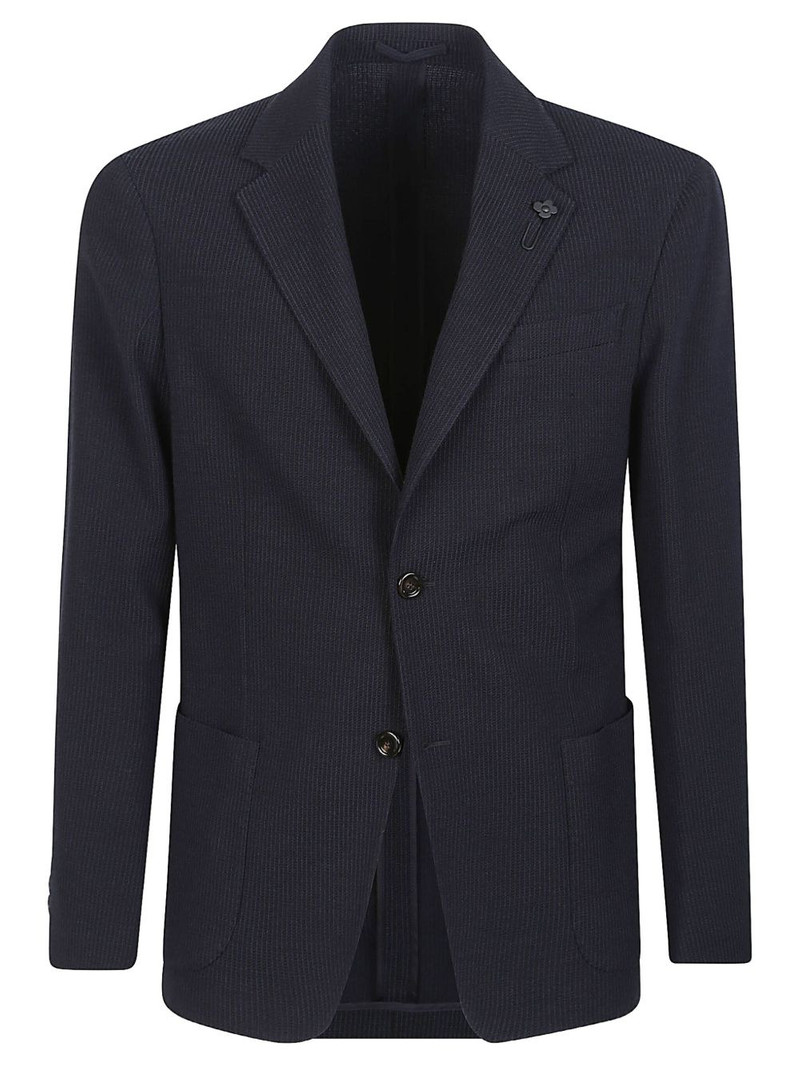 LARDINI striped patch-pocket blazer outlook