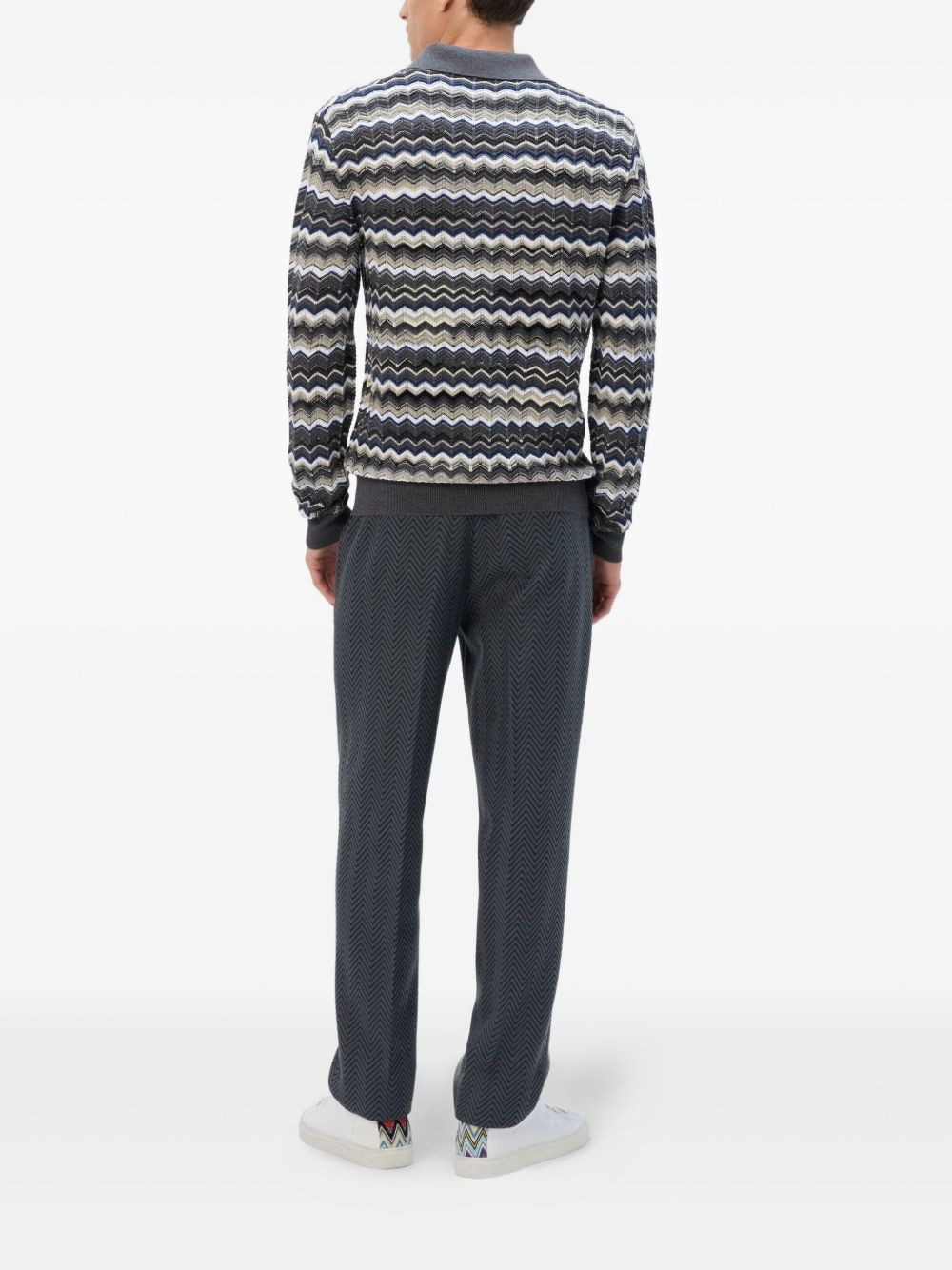 chevron-pattern polo shirt - 3