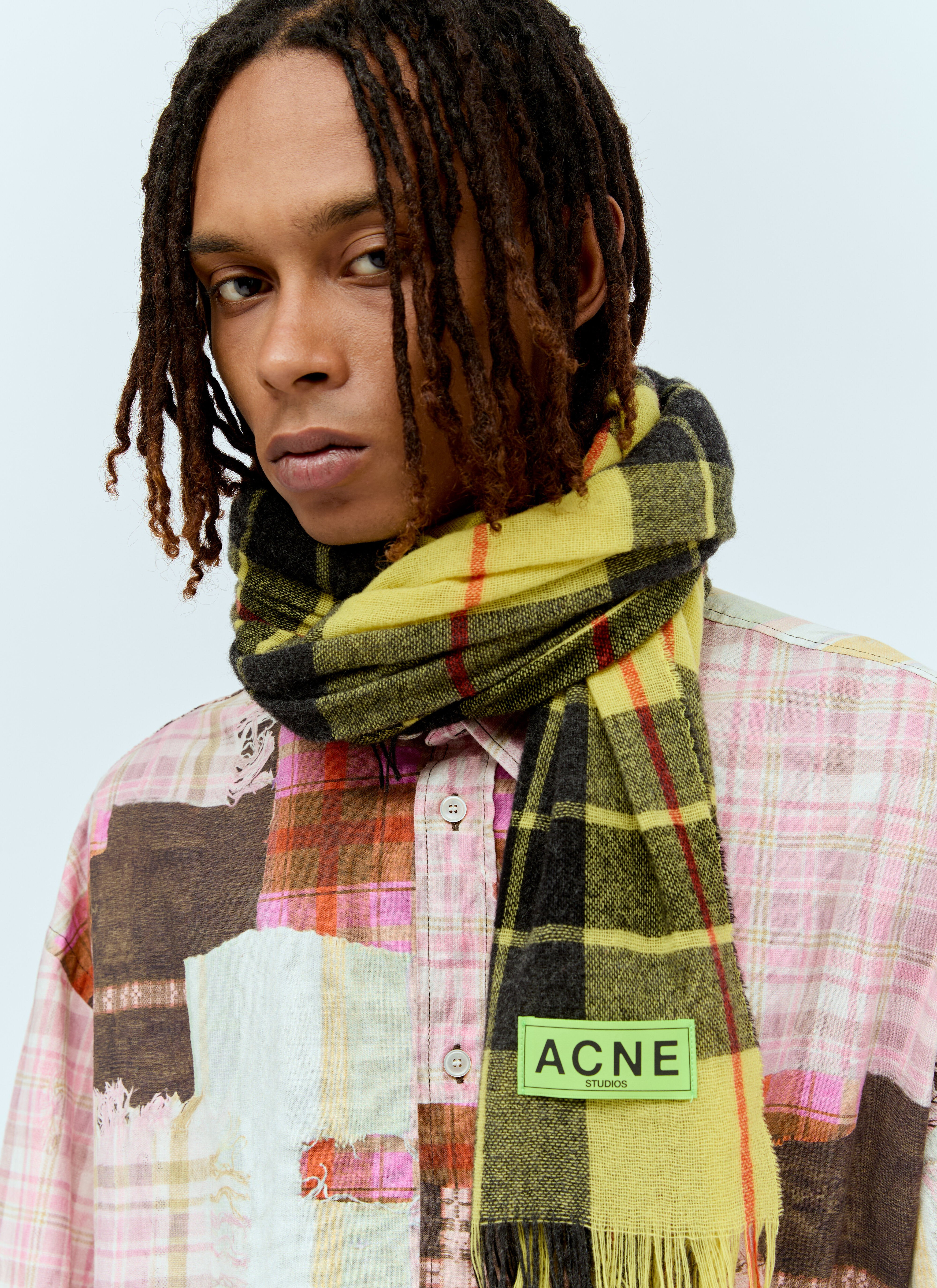Check Fringe Scarf - 5