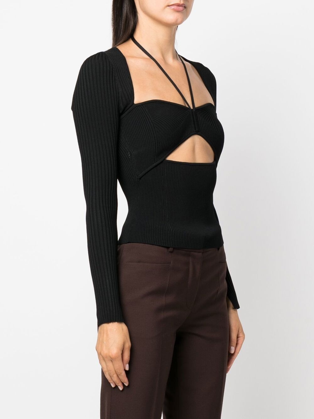 Alexia neck-tie ribbed top - 3