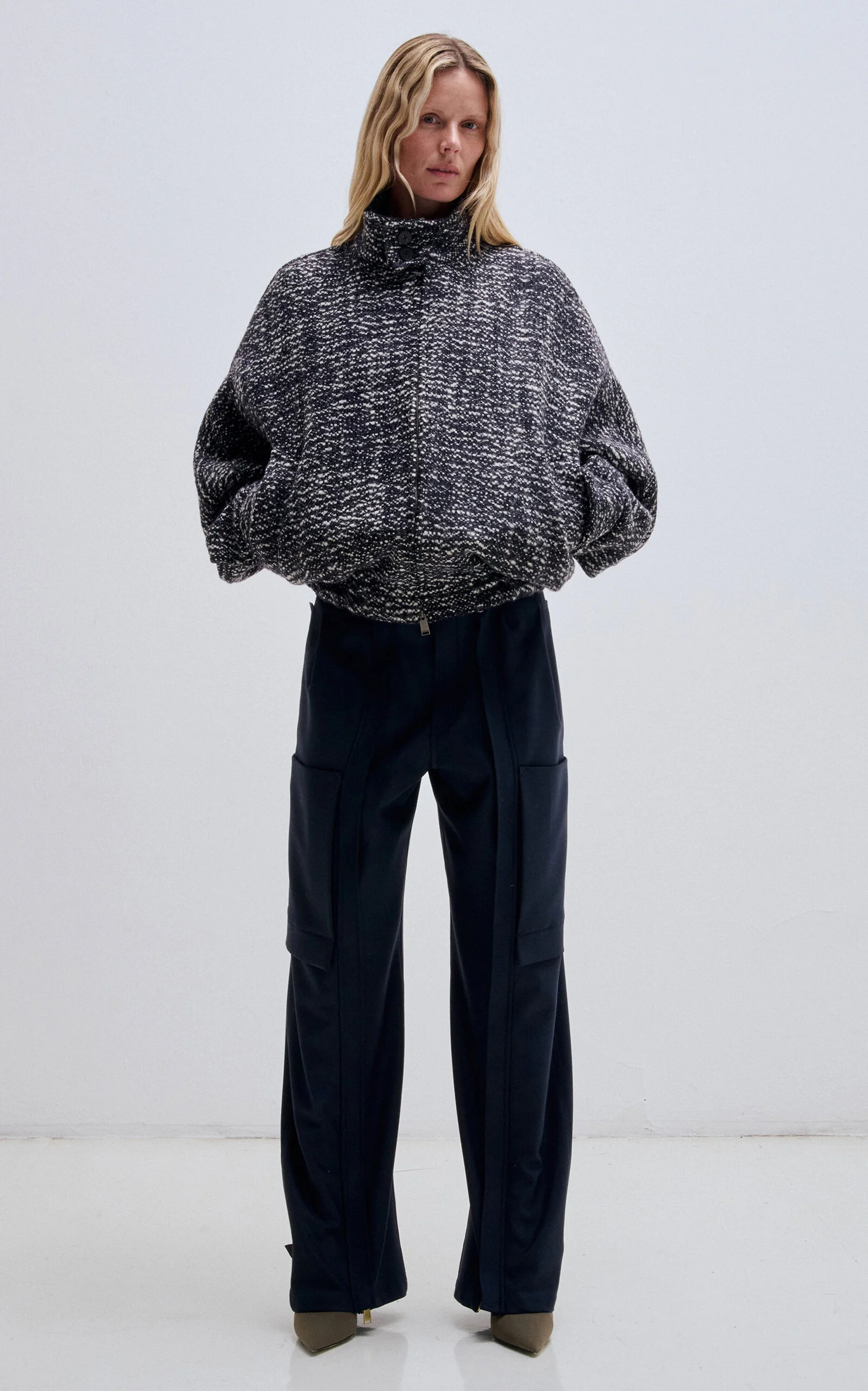 Lee Wool-Blend Bouclé Bomber Jacket dark wash - 1