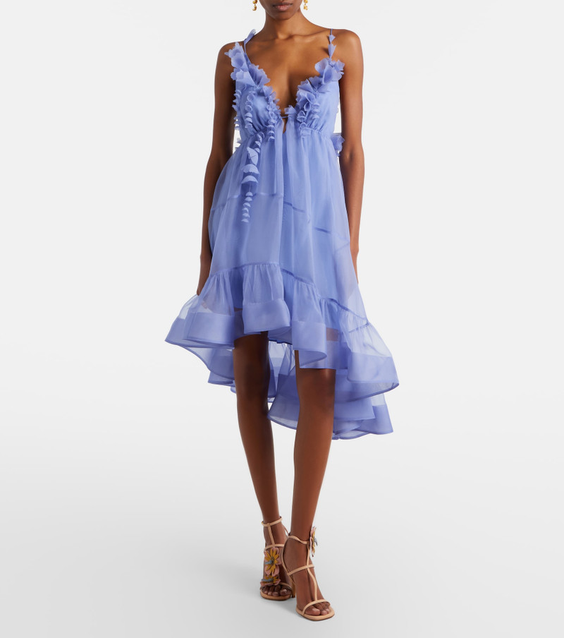 Zimmermann Como asymmetric floral-appliqué silk minidress outlook