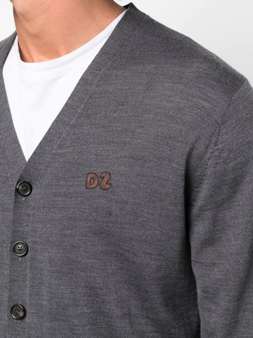 chest logo-print detail cardigan - 5