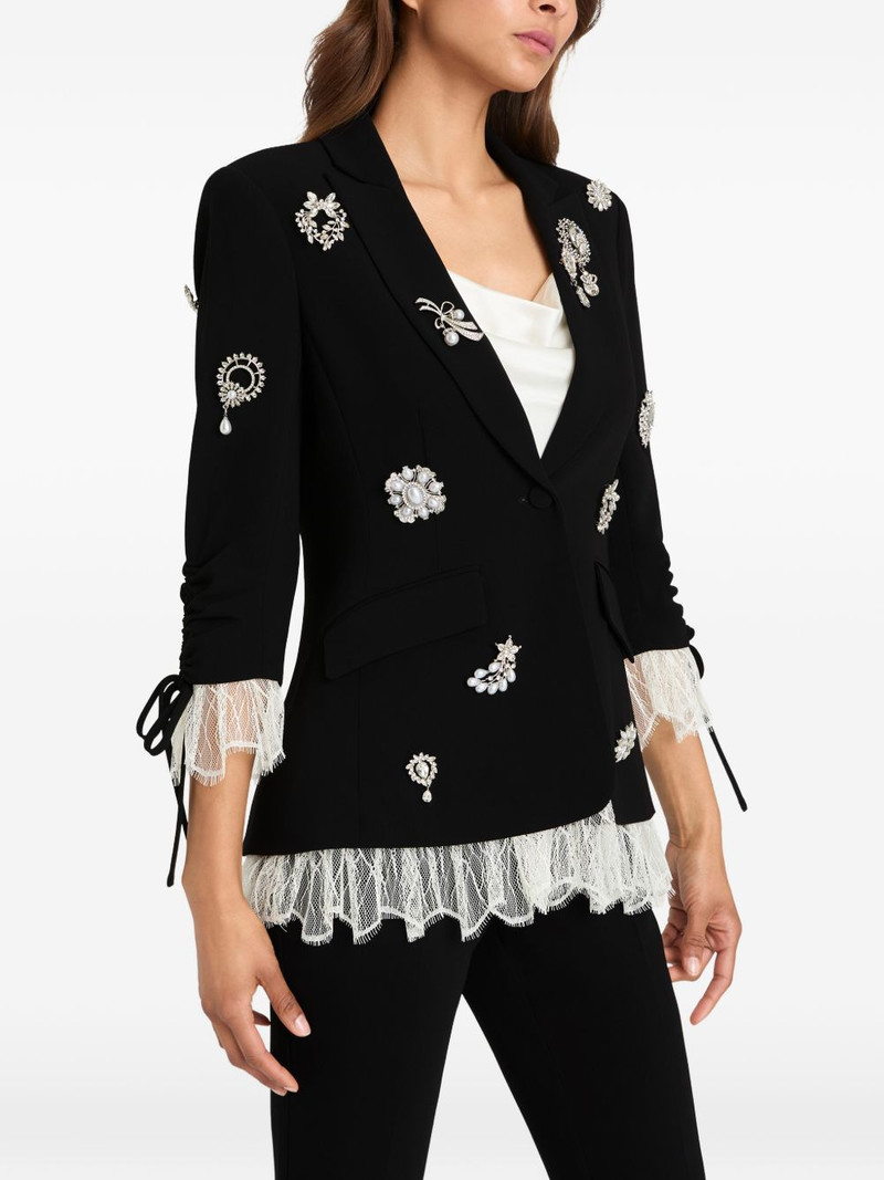 crystal brooch lace trim blazer 3