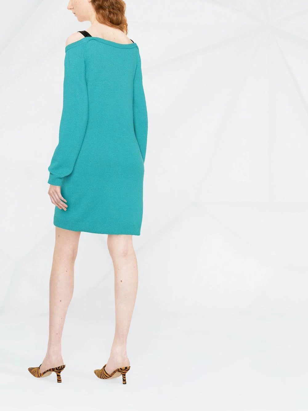 strap-detail knitted mini dress - 4