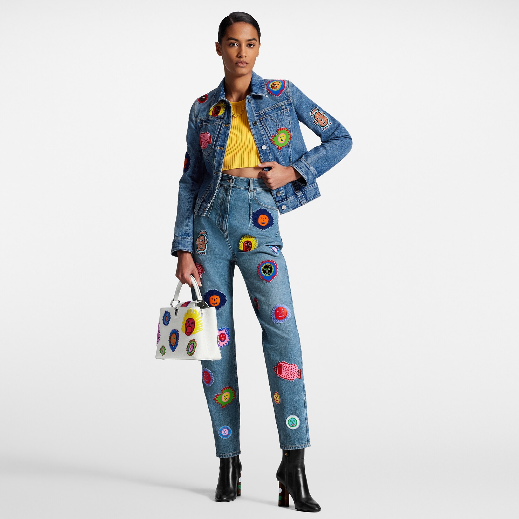 LV x YK Faces Patches Fitted Denim Jacket - Women - Ready-to-Wear