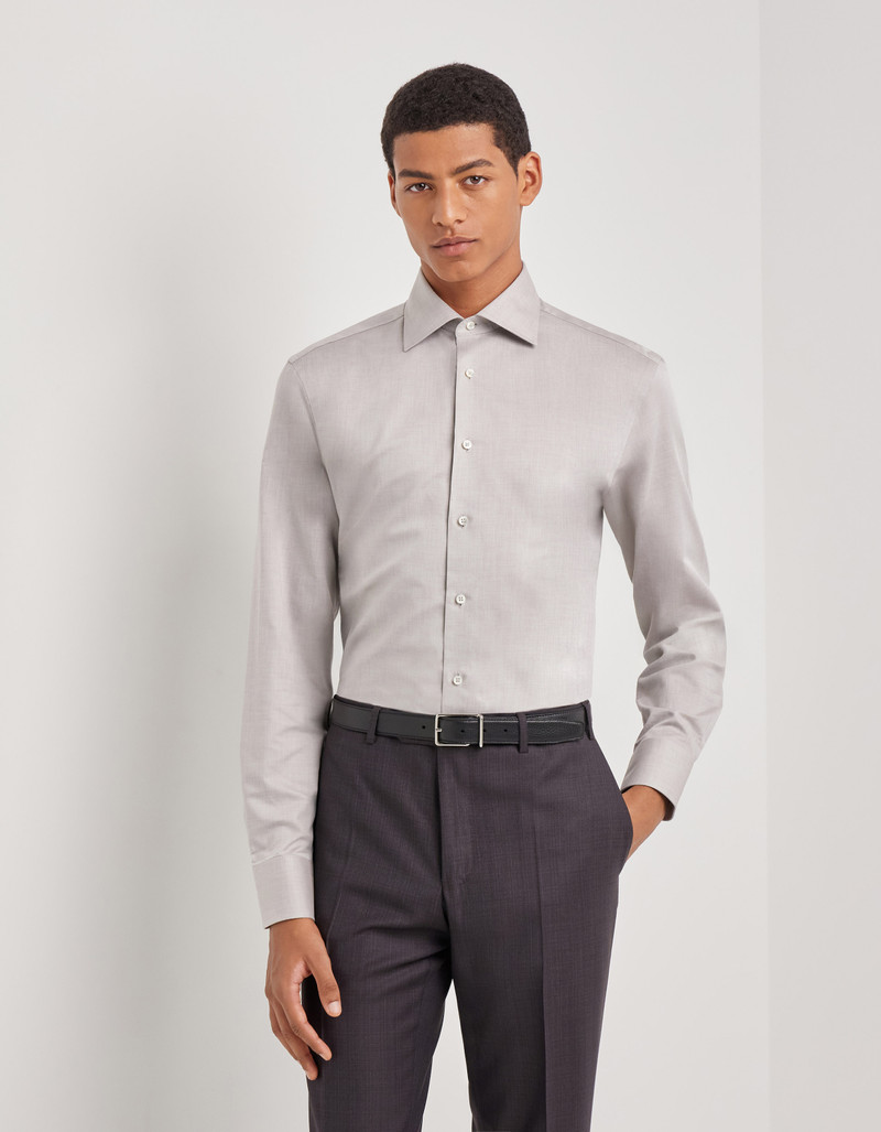 Canali BROWN REGULAR FIT IMPECCABILE COTTON SHIRT outlook