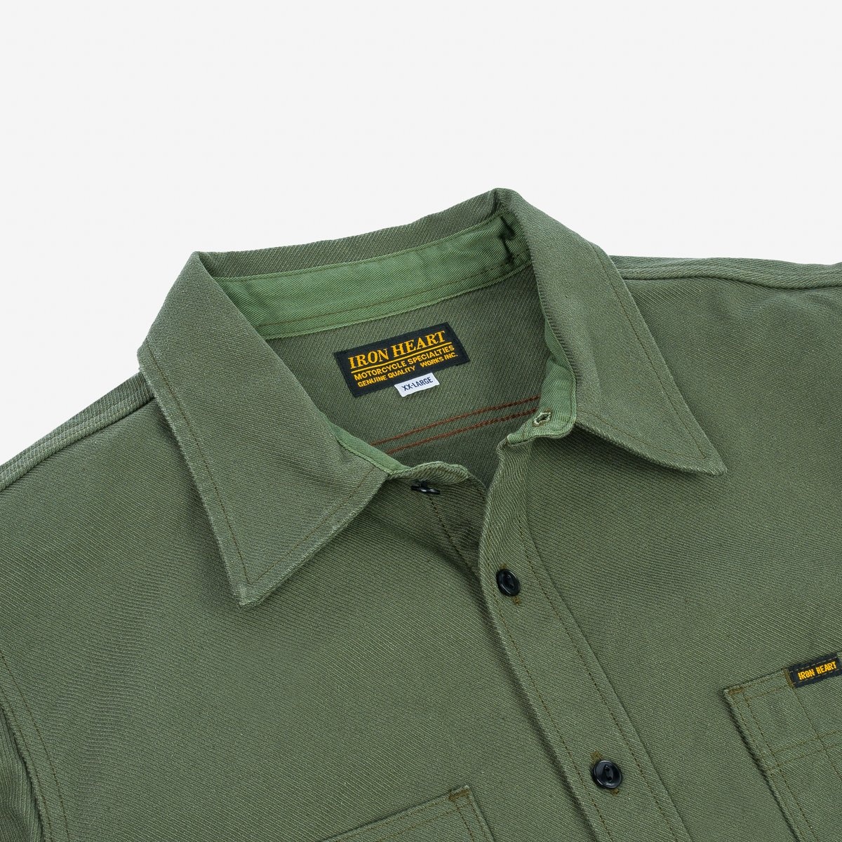 IHSH-307-OLV 13oz Military Serge Work Shirt - Olive - 7