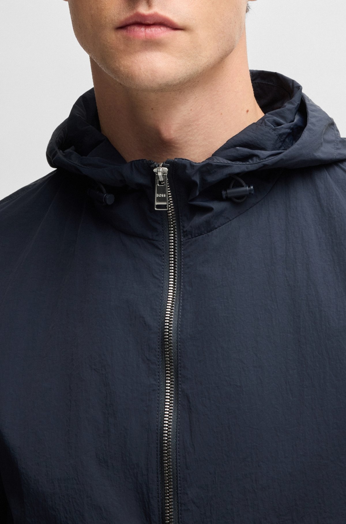 WATER-REPELLENT JACKET IN CRINKLE FABRIC WITH ADJUSTABLE HOOD - 5