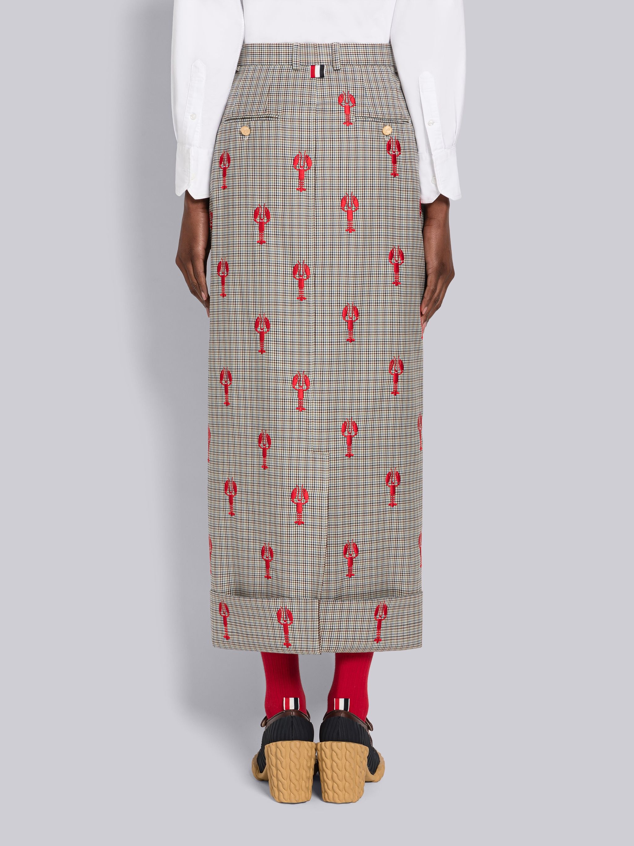 Houndstooth Lobster Half Drop Straight Skirt - 3