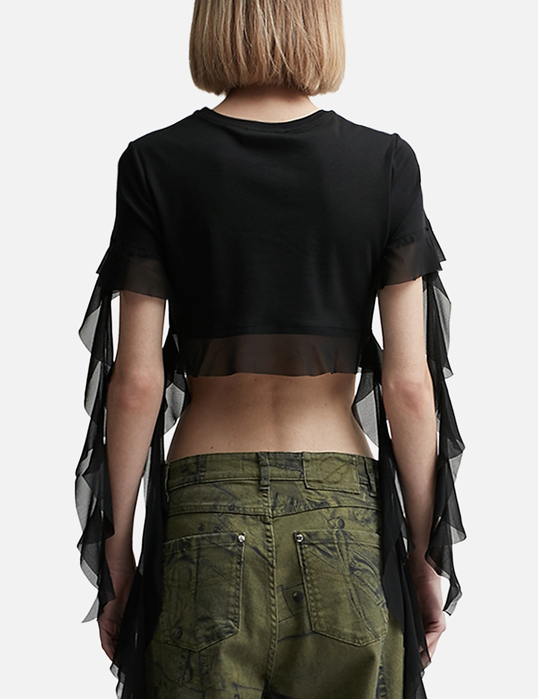 CROPPED T-SHIRT WITH RUFFLES AND FLOUNCES - 3