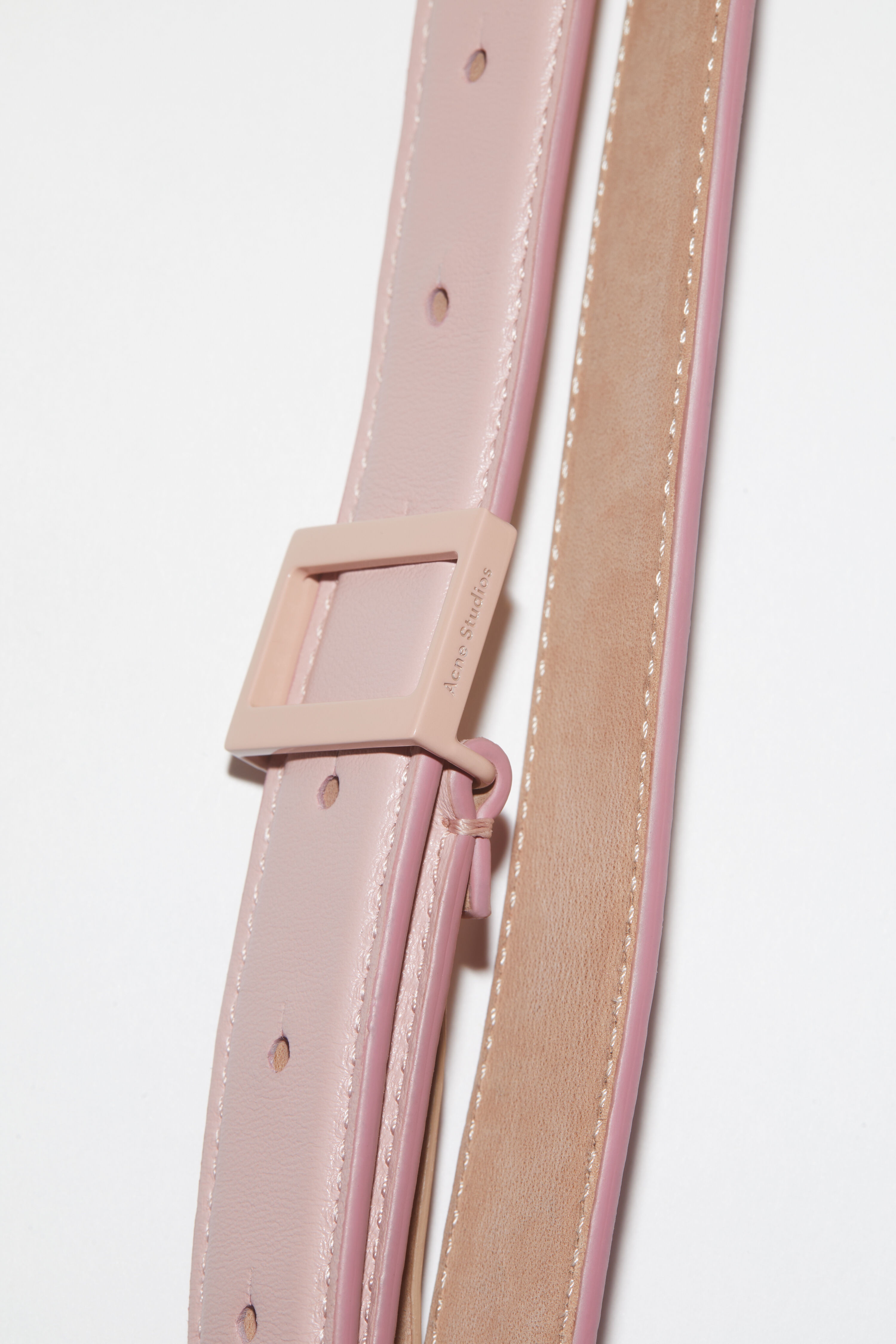 Leather buckle belt - Powder pink - 4