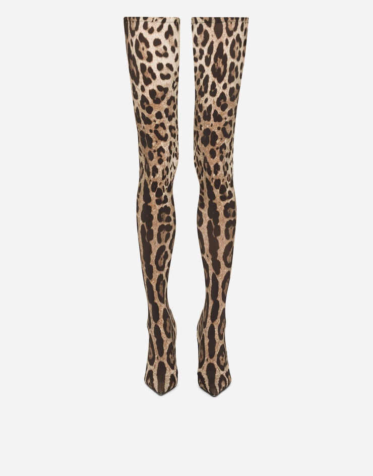 Dolce & Gabbana Leopard-print stretch fabric thigh-high boots