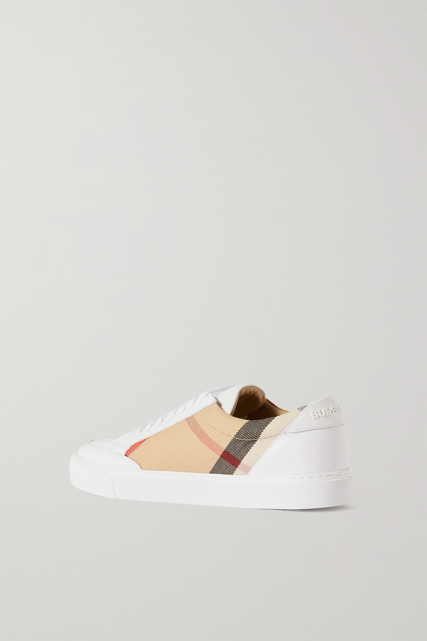 Checked canvas and leather sneakers - 3