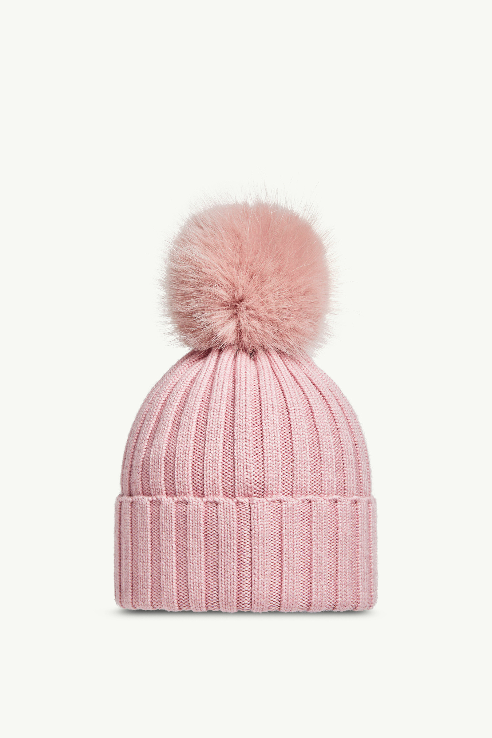 Wool Beanie with Faux Fur Pom Pom - 4