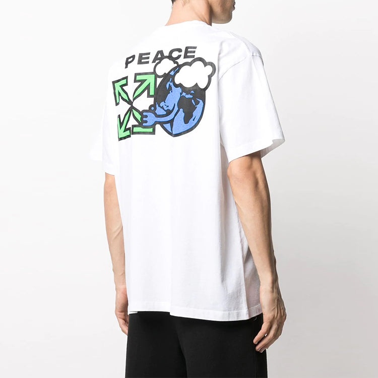 Off-White Peace Worldwide Over Tee 'White/Green' OMAA038R21JER0080155 - 4