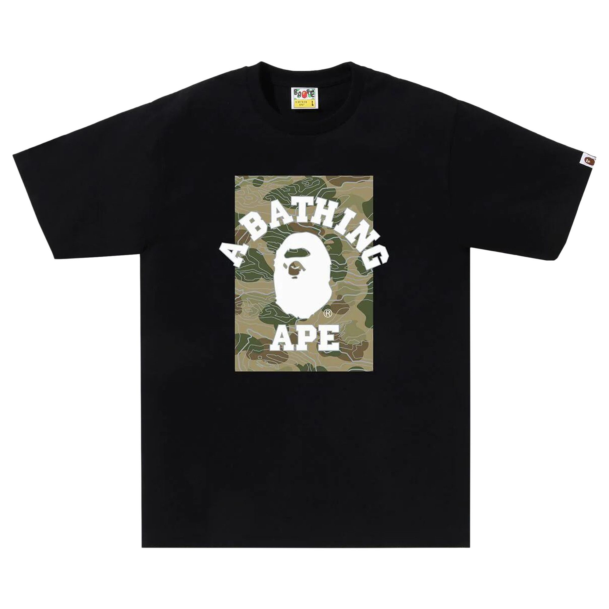 BAPE Layered Line Camo On College Tee 'Black/Beige' - 1